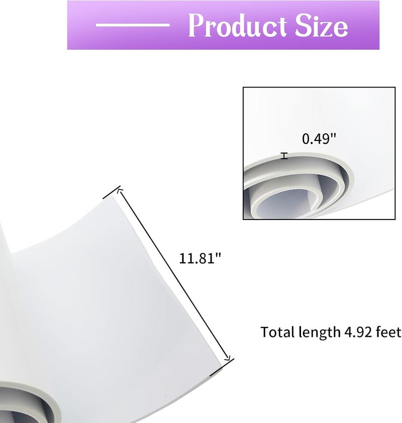 MXCELL Foam Sheets with Adhesive Backing, 11.81 in x 59 in x 1/2 in White Closed Cell Neoprene Cushion Mat EVA Foam Insulation Padding Soundproof Sheet Rolls for Crafts DIY Projects, Easy to Cut - Image 2